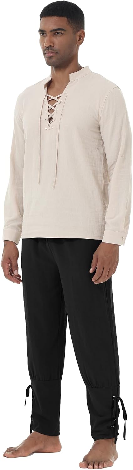 Detalle 2 de YAOHUOLE Herren Mittelalter Hose 75% Baumwolle
