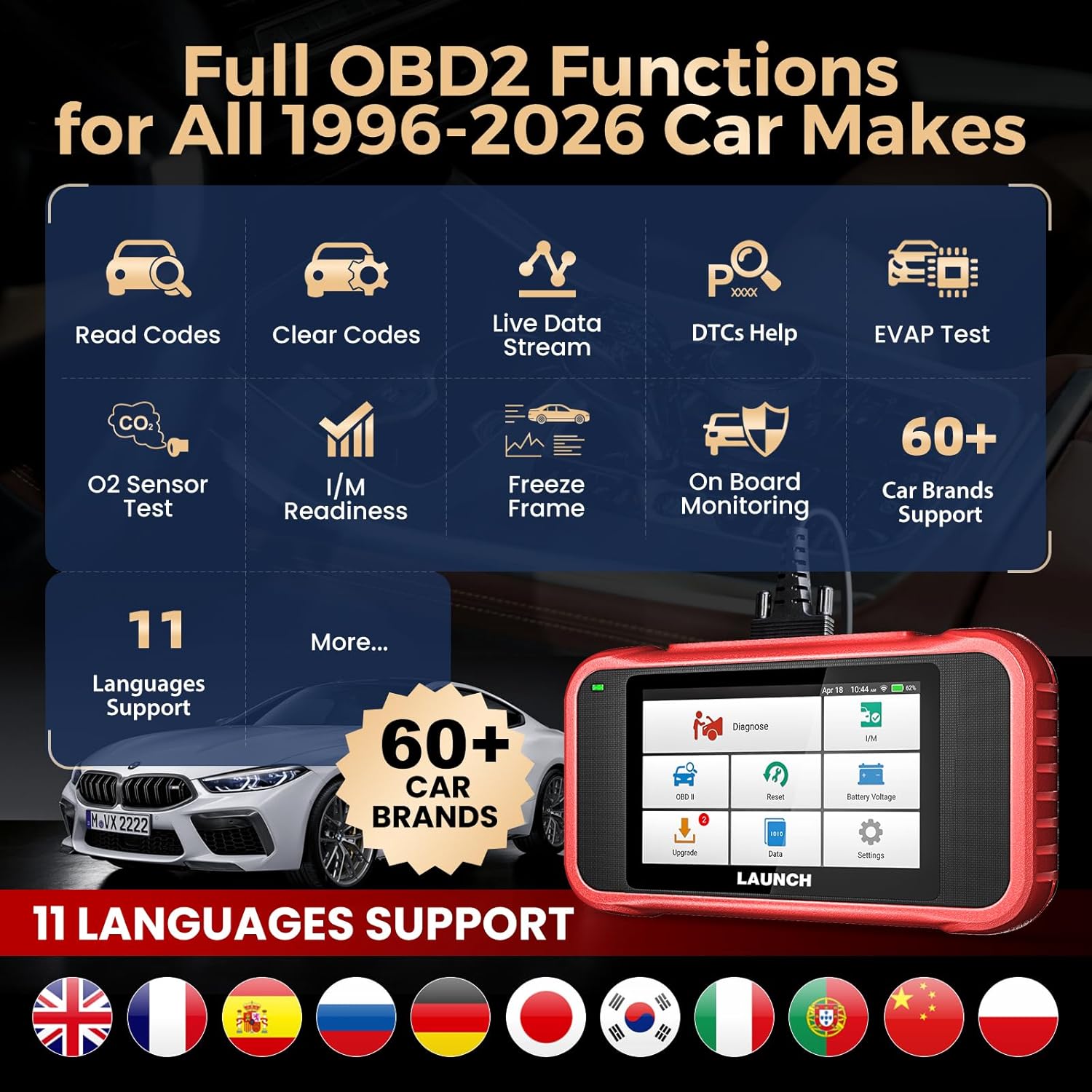 Thumbnail 3 de LAUNCH CRP123E V3.0 OBD2 Diagnosegerät für Motor ABS SRS ⌚