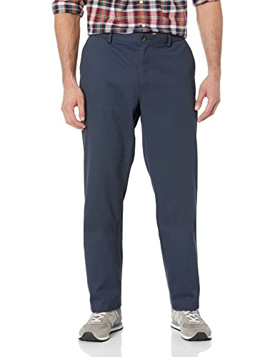 Detalle de Amazon Essentials Men's Straight Fit Wrinkle-Resistant Flat-Front Chino Trousers in Navy, 28W/32L
