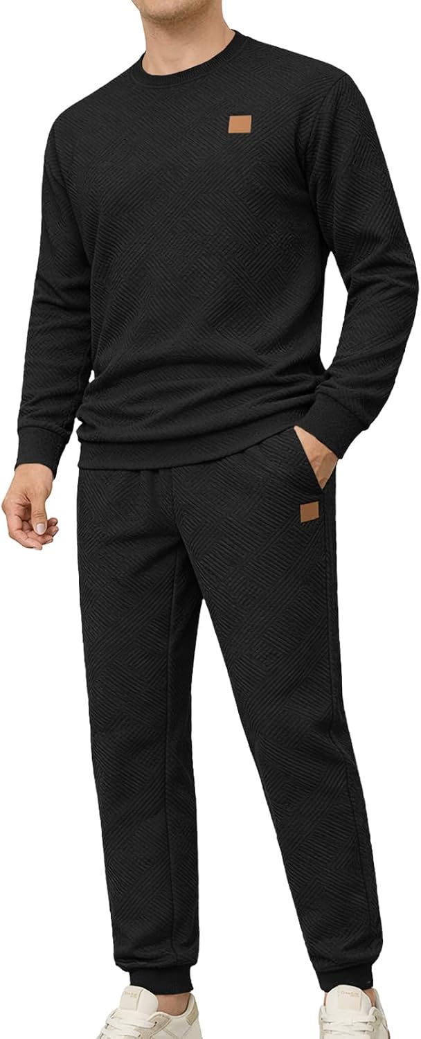 Detalle de KUYIGO Herren Trainingsanzug-Set (2-teilig) aus atmungsaktivem Sweatshirt & Jogginghose