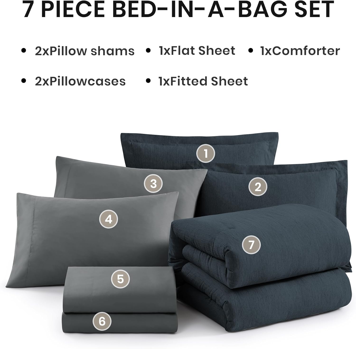 Thumbnail 6 de Monbix Full Size Comforter Set in Navy Blue — 7-Piece All-Season Bedding