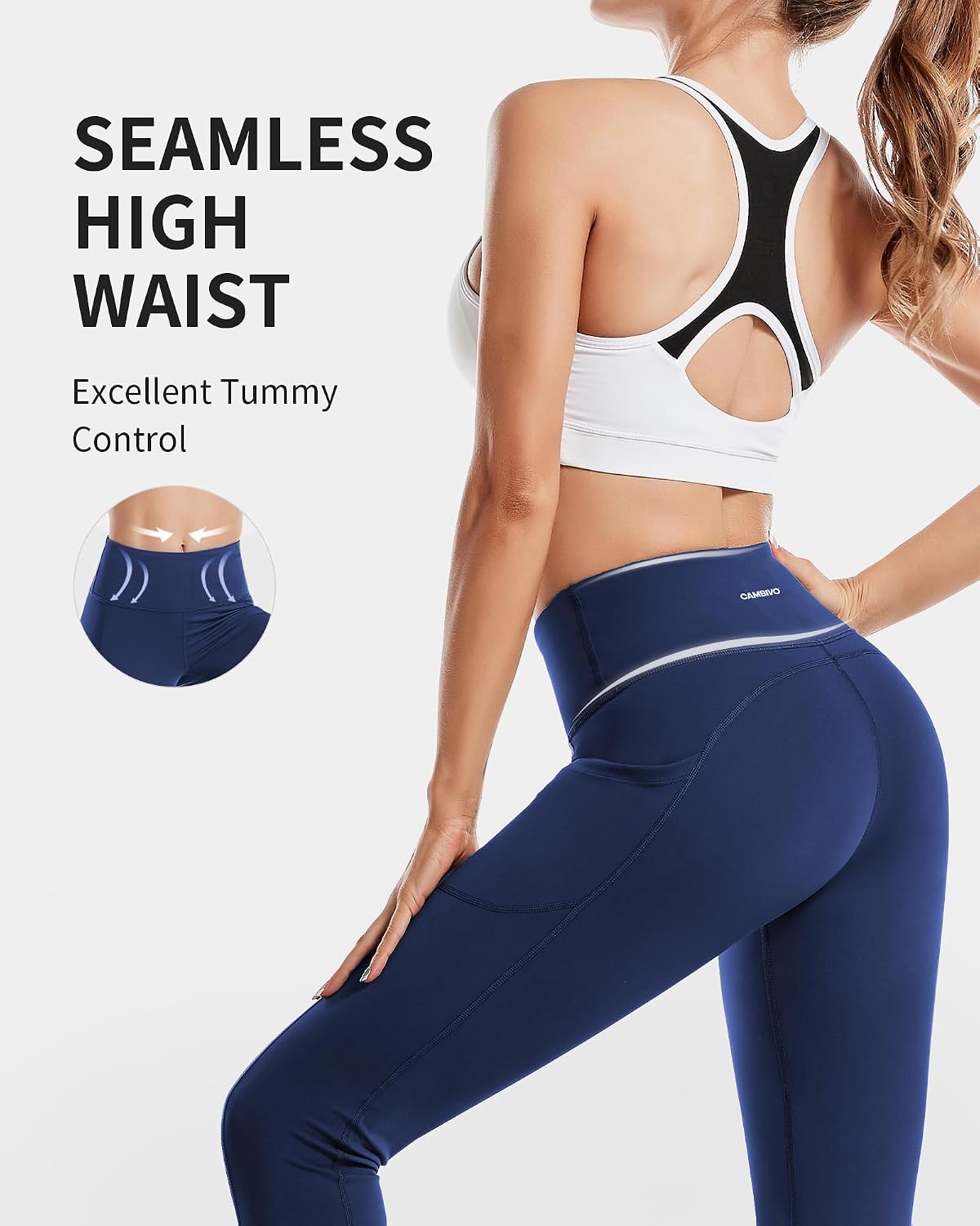 Detalle de CAMBIVO leggins sportivi donna a vita alta push up con tasche, per palestra, yoga e running