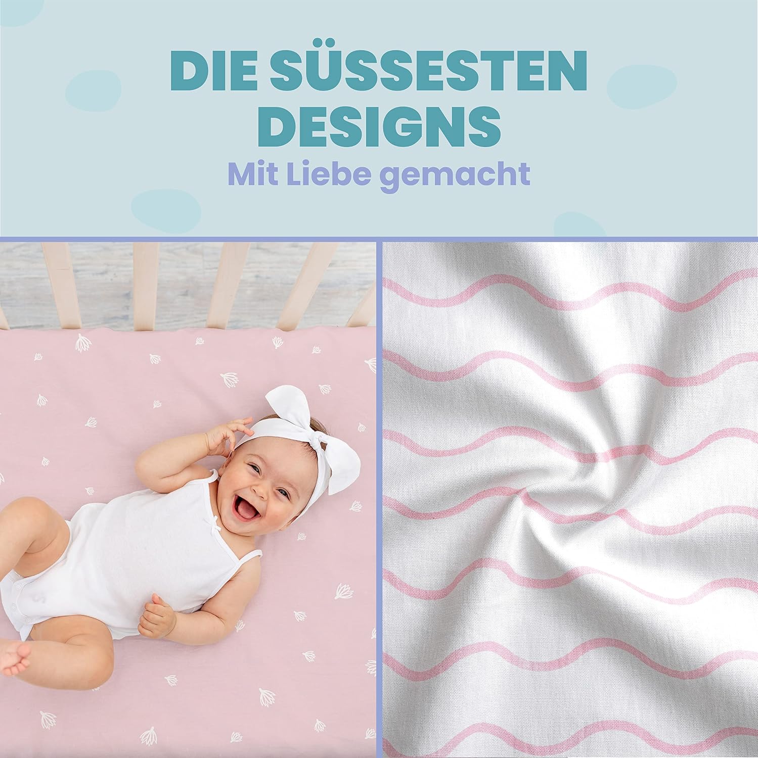 Thumbnail 5 de 2x Spannbettlaken 55x90 Rosa – 100% Baumwolle