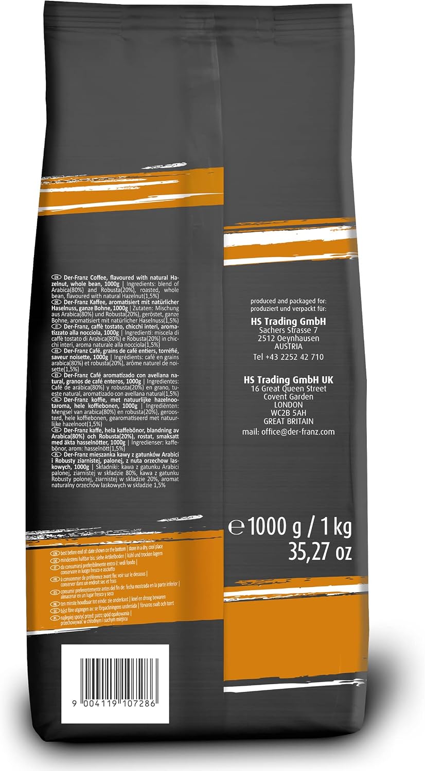 Detalle 2 de Der-Franz caffè Aromatizzato alla Nocciola — Miscela Arabica/Robusta 1 kg