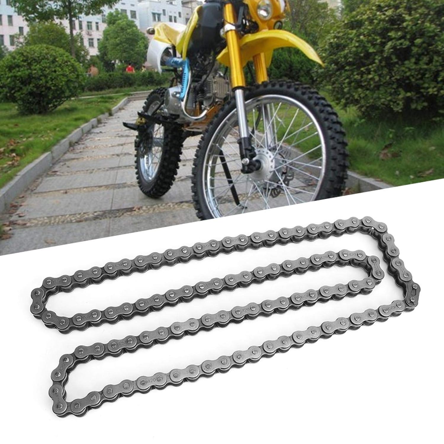 Thumbnail 3 de EBTOOLS 420-kedja för fyrhjuling och dirtbike, 102 länkar i metalllegering