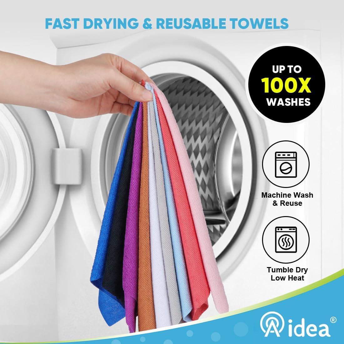 Detalle de AIDEA Microfiber Cleaning Cloth Roll (50 Pack) – Reusable Tear-Away Towels, 11.5" x 11.5