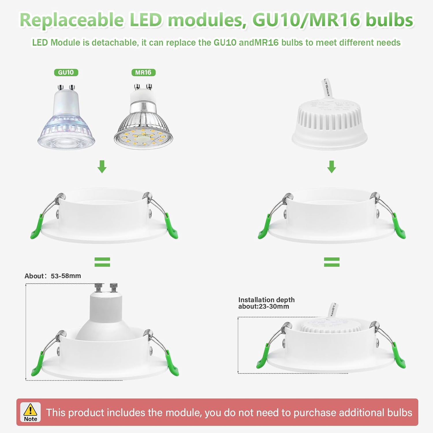 Detalle de YindaLux LED-Einbaustrahler 230V 5W (GU10) schwenkbar 45° IP44, 4000K, 6er Set – nicht dimmbar