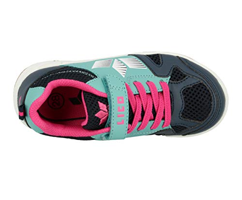 Detalle de Lico Unisex Kinder Sport Hallenturnschuhe Marine Türkis Pink, 27 EU – robust, einfach zu handhaben