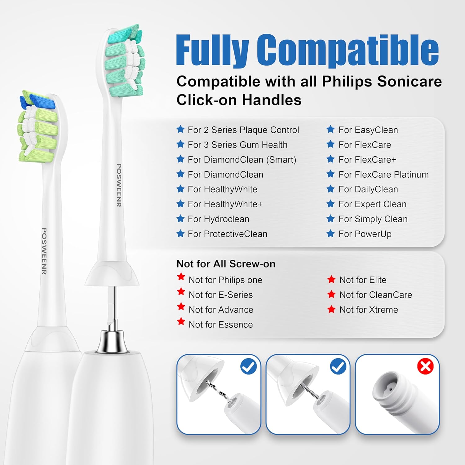 Thumbnail 4 de POSWEENR Replacement Toothbrush Heads 10 Pack 🪥