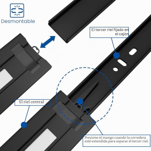 Thumbnail 6 de VADANIA 450mm Push-to-open: Guías para Cajones #F45, extensión completa y carga de 45 kg