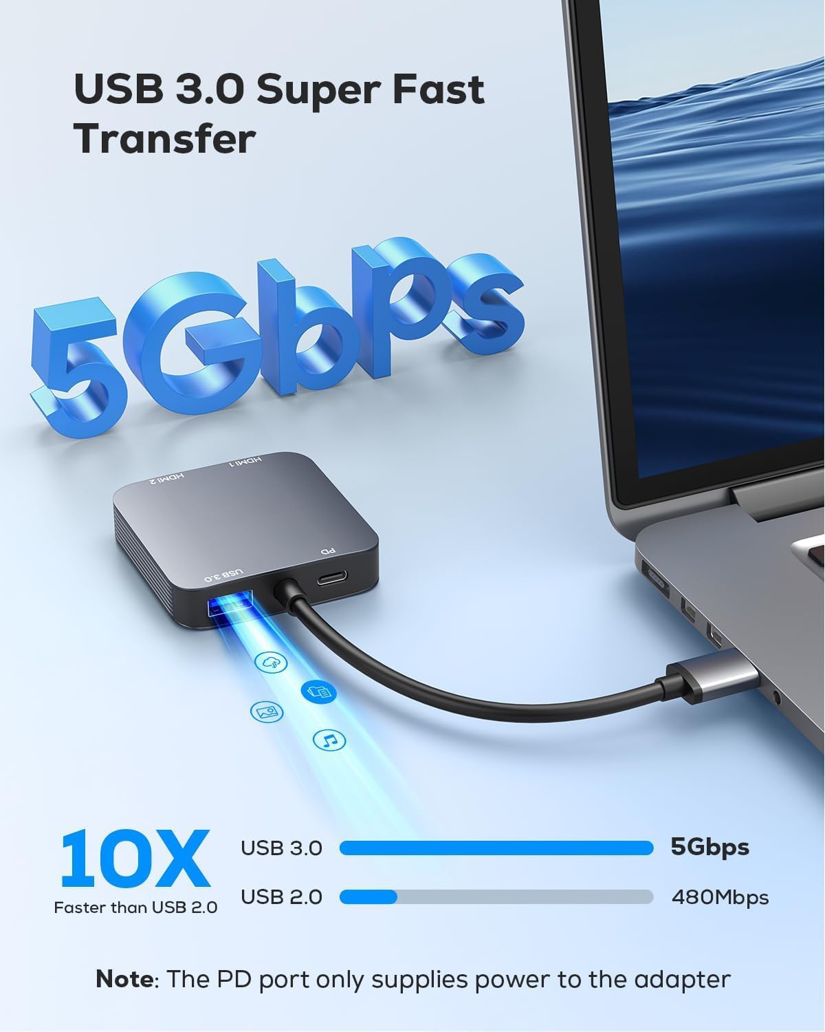 Thumbnail 4 de ABLEWE Adaptador USB 3.0 a Dual HDMI 1920x1080