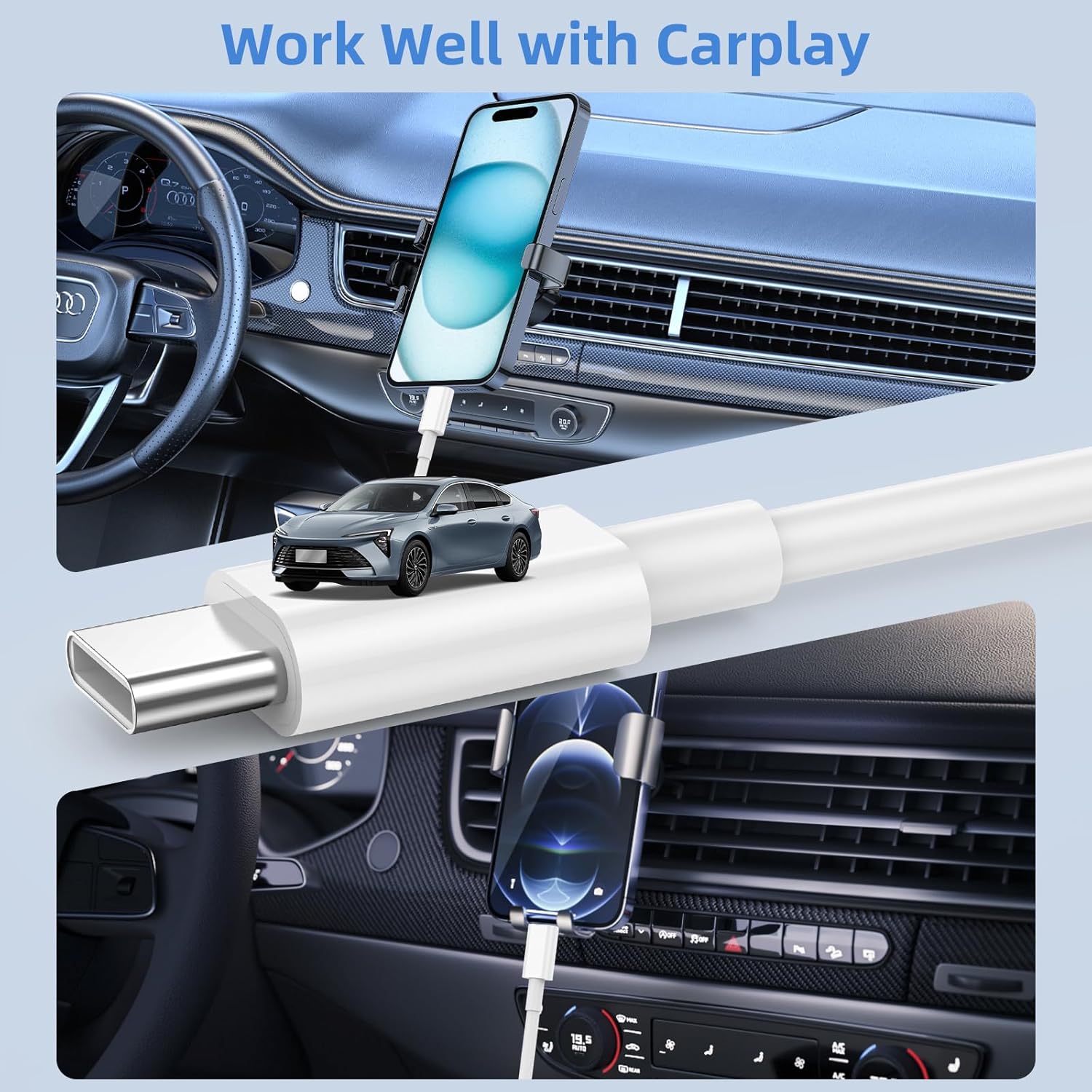Thumbnail 2 de CarPlay Charger Cord 3ft+6ft 2-Pack