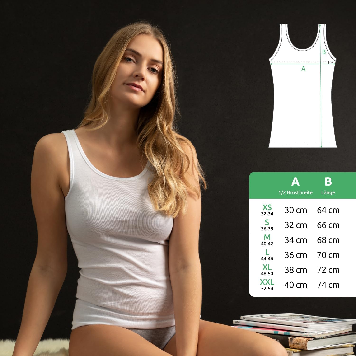 Detalle de Celodoro 93172 Women's Fine-Rib Cotton Vest Top, OEKO-TEX Standard 100