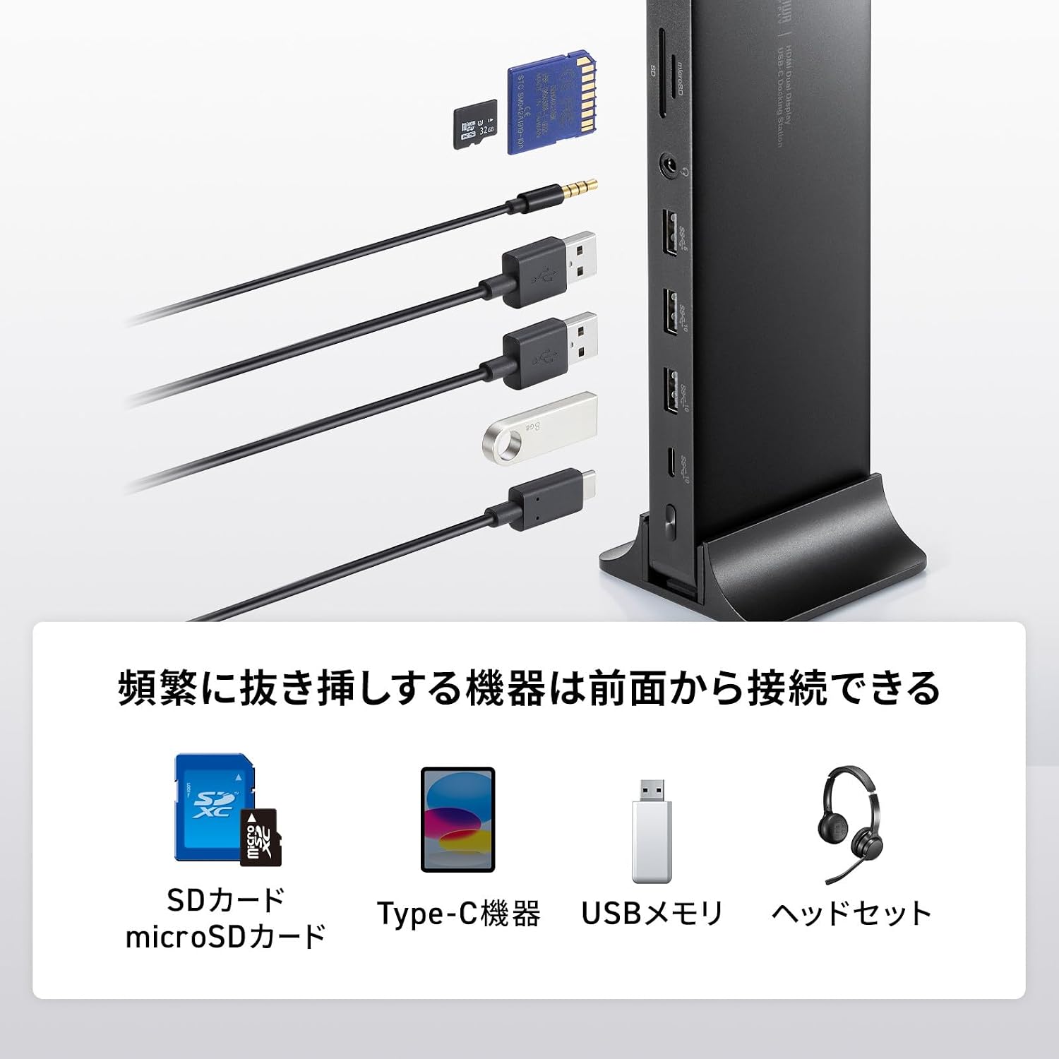 Detalle 2 de サンワサプライ USB-CVDK16 ドッキングステーション 4K・HDMI 2画面出力・最大65W給電