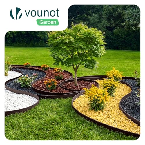 Thumbnail 6 de VOUNOT Bordo Giardino Flessibile 10 m – Bordura aiuole plastica marrone con 30 chiodi di fissaggio, 5 cm di altezza