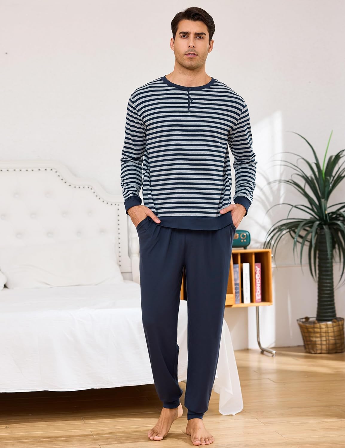 Detalle 2 de Crewhpo Pijama Hombre Largo Invierno