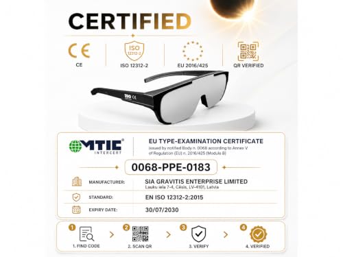Thumbnail 8 de Absolute Eclipse Lunettes Éclipse Solaire 2026 Fit-Over — Protection certifiée pour observer l’éclipse sans retirer vos lunettes