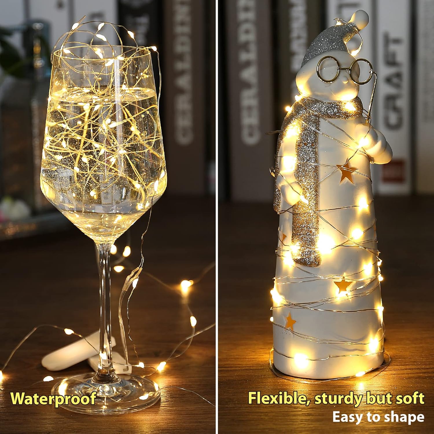 Thumbnail 3 de HXWEIYE 6 packs de guirlande lumineuse LED blanc chaud (2,1 m, 20 LED) – guirlandes à piles