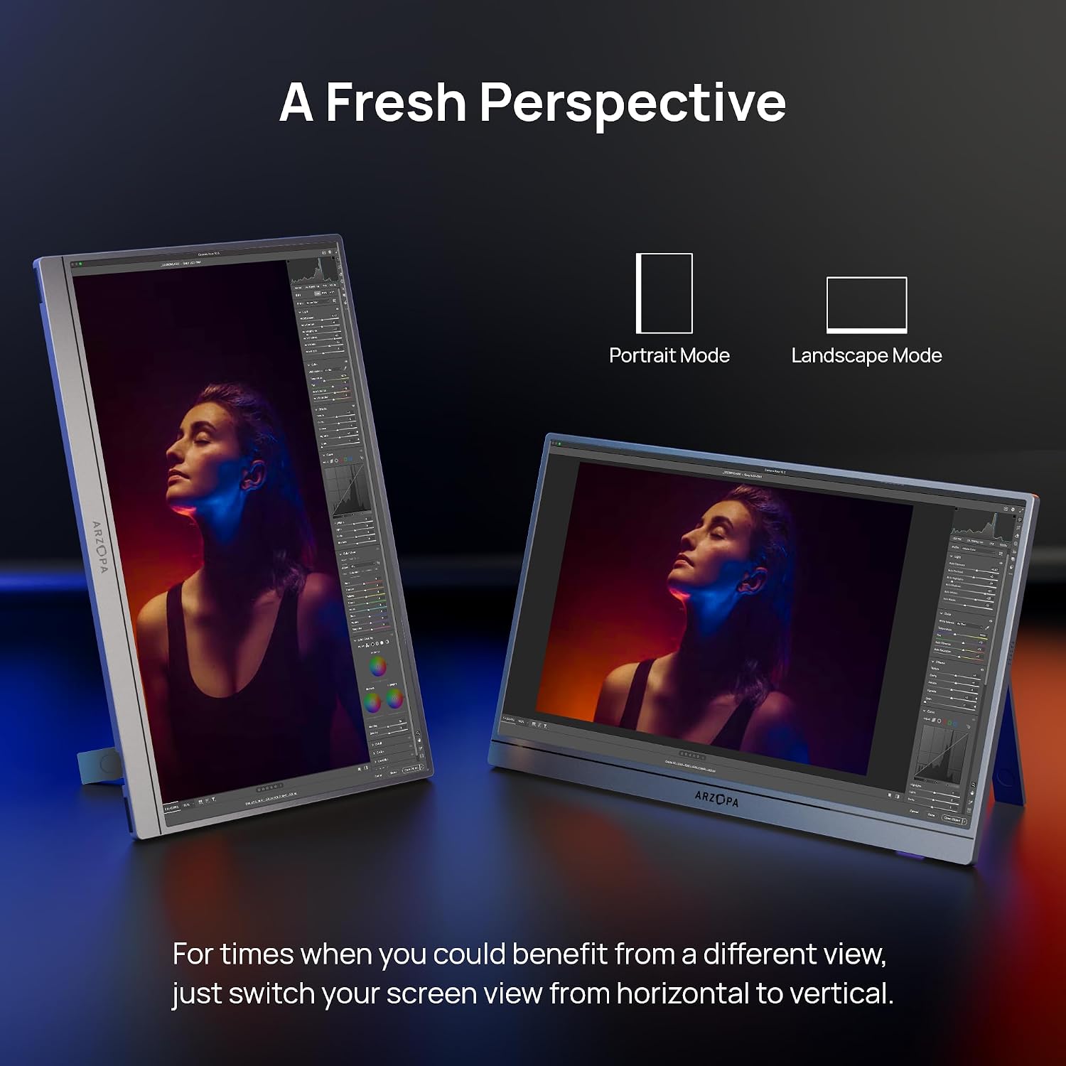 Detalle 2 de ARZOPA 16.1" Portable Monitor Z1C Grey — Full HD, 100% sRGB