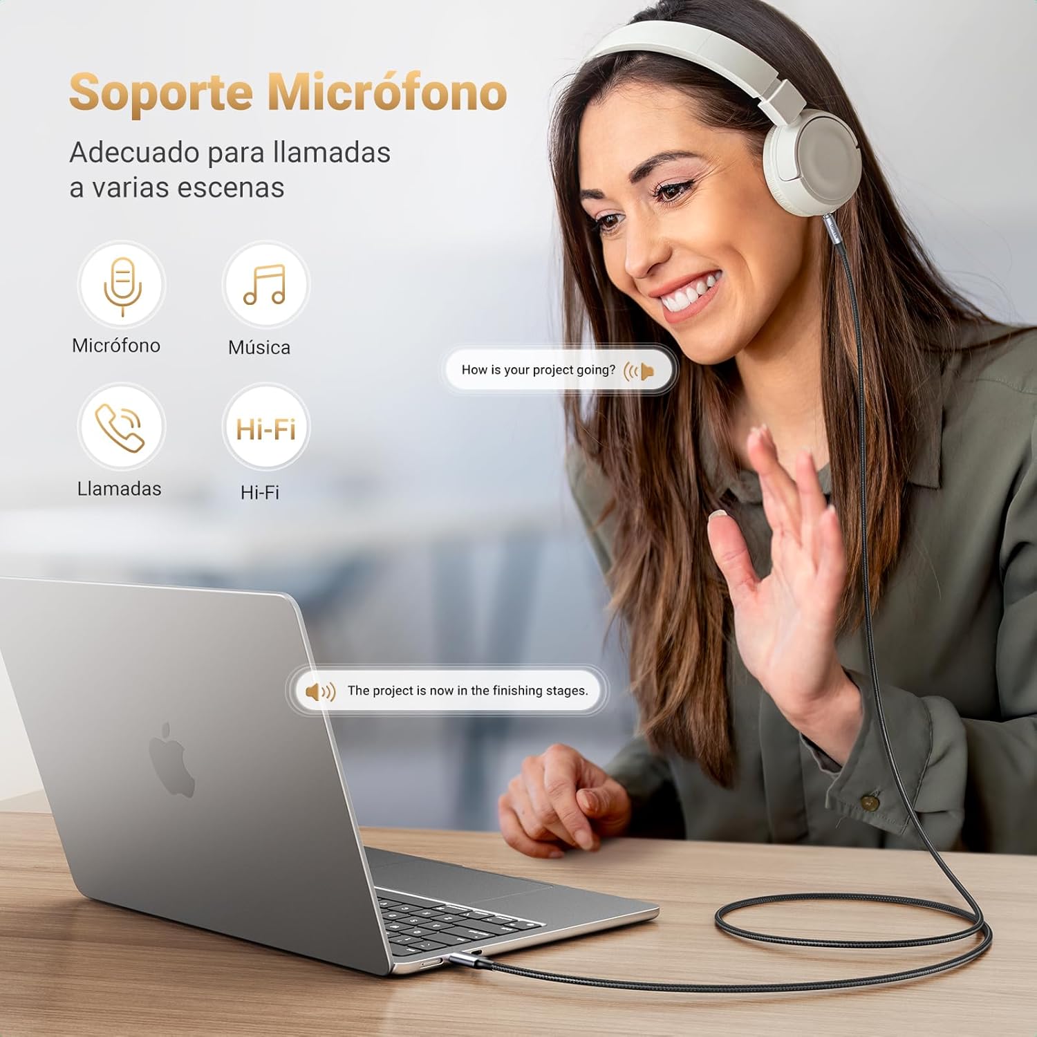 Detalle de UGREEN Cable USB C a 3,5 mm TRRS 1M
