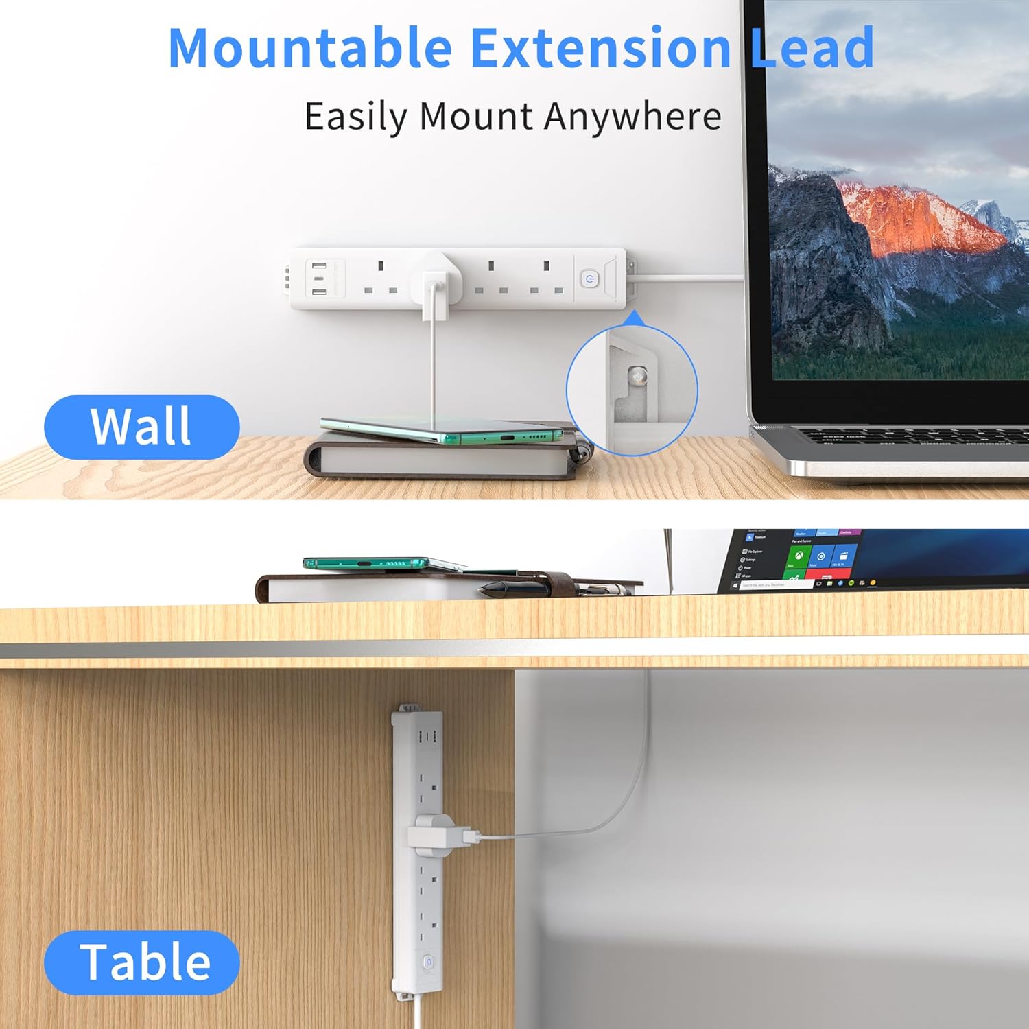Detalle 2 de Mscien 4 Way 5m Extension Lead with 1 USB C ๐
