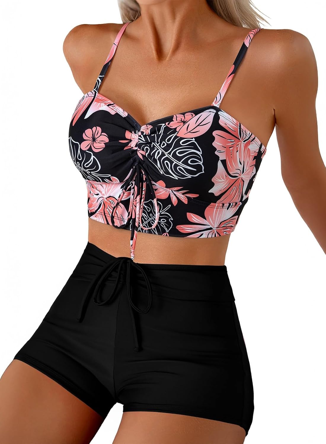 Detalle de Herseas High Waisted Floral Two-Piece Bikini Set with Tummy Control