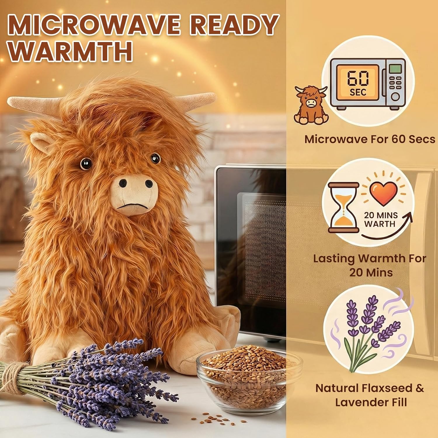 Detalle de SuzziPals Highland Cow Heatable & Coolable Plushie
