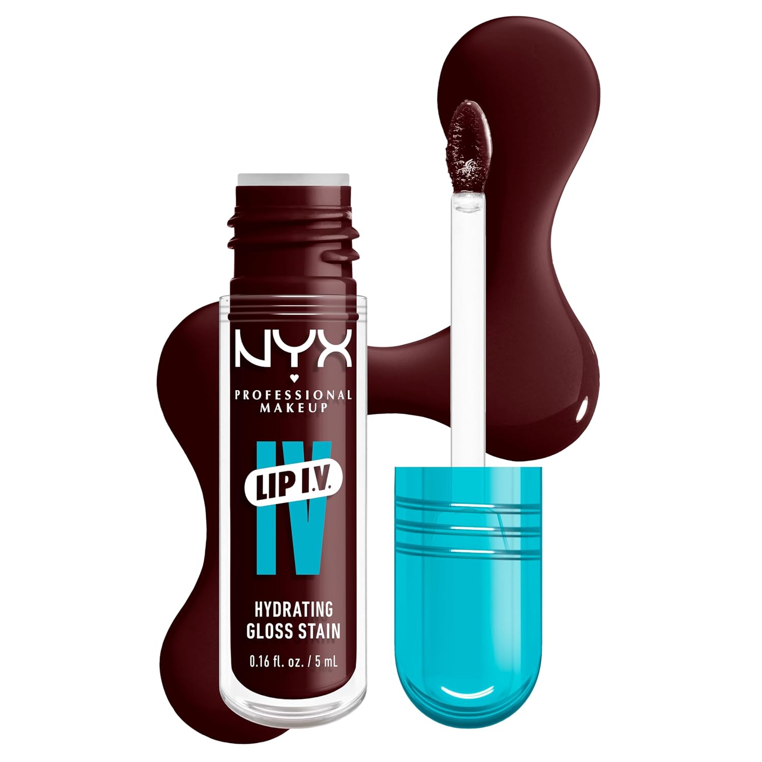 Detalle de NYX Professional Makeup Lip IV Hydrating Gloss Stain „Water ’Bout Wine?“ – Lipgloss & Lip Stain 2-in-1
