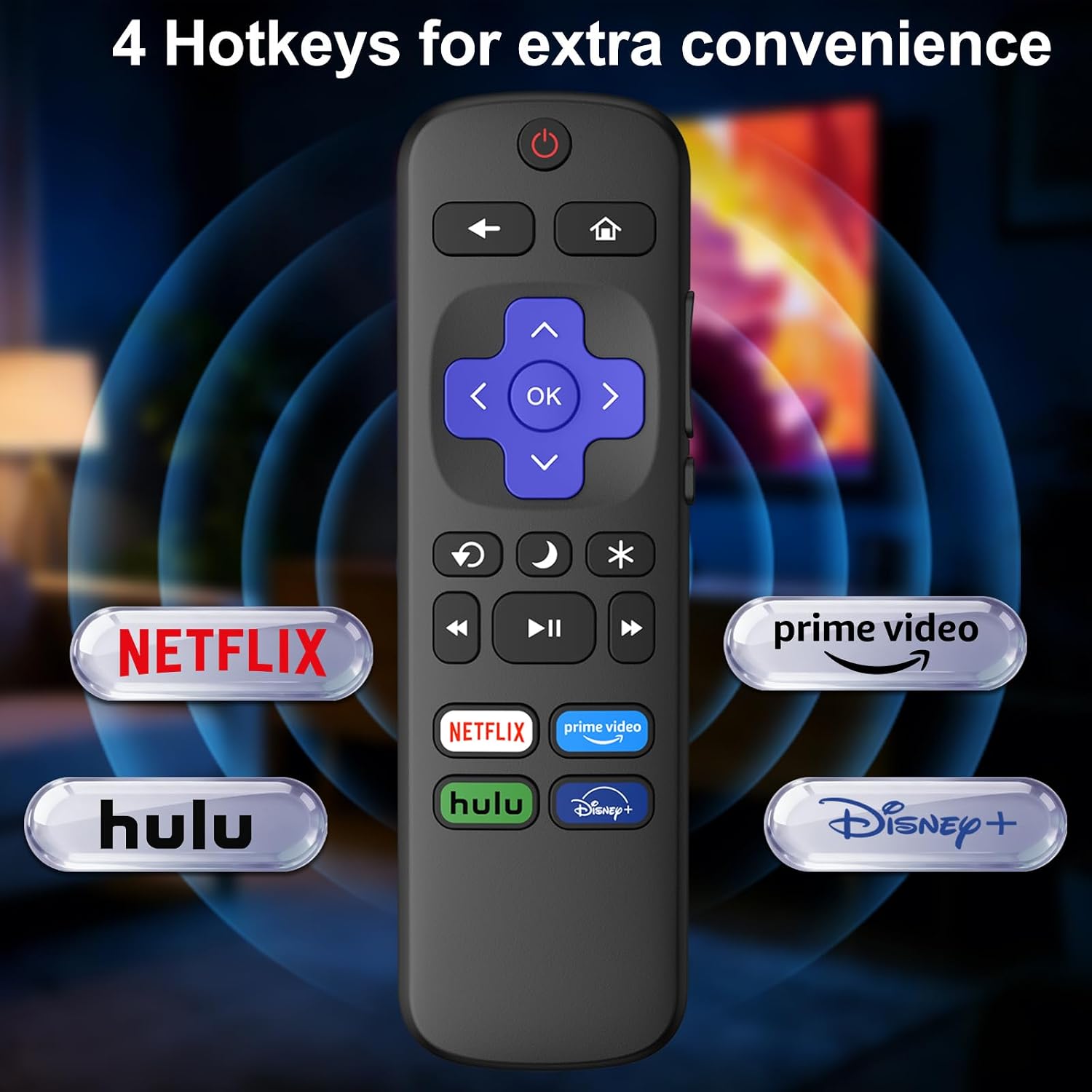 Detalle de Meliya Replacement Remote Control for Roku TV (TCL/Hisense/Onn/Sharp/Element & More) — Not for Roku Stick/Box/Players
