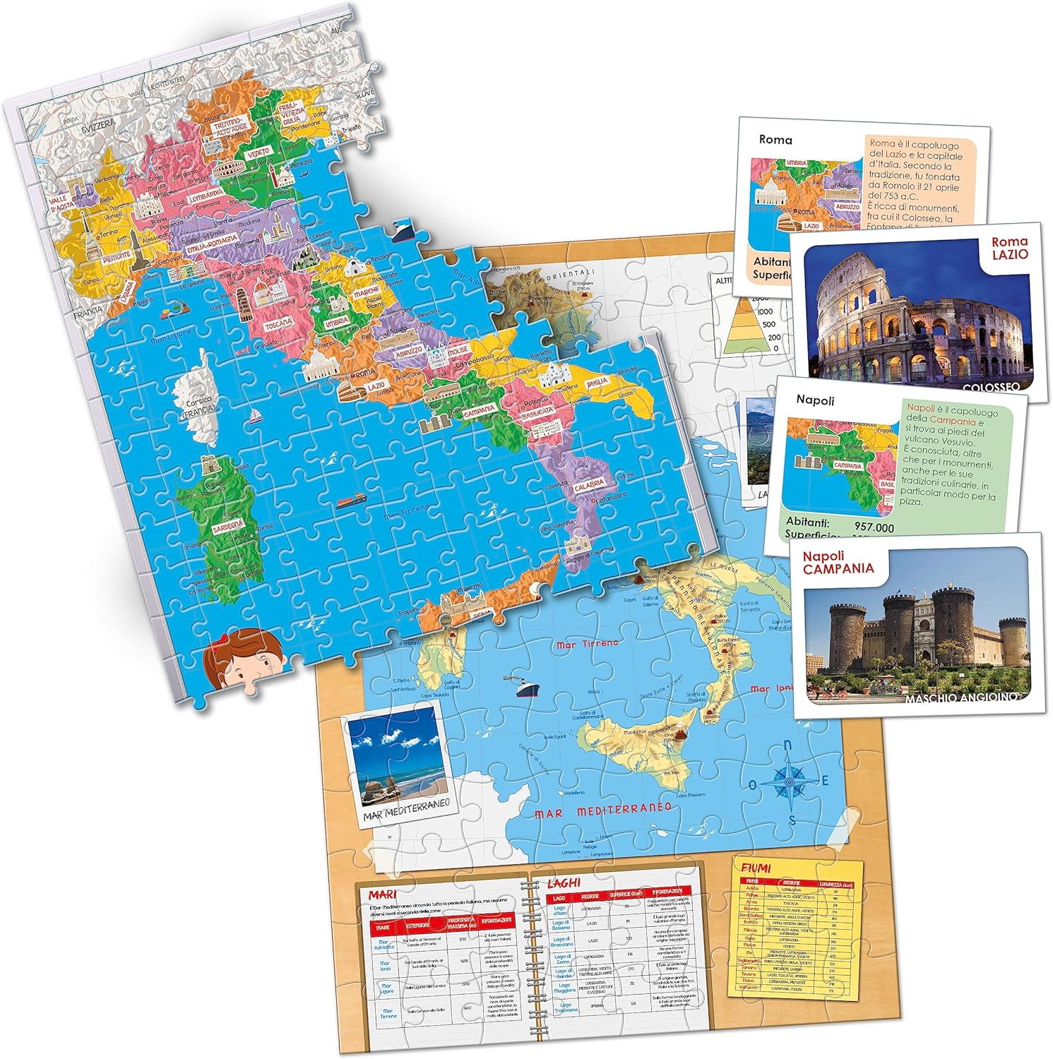 Thumbnail 1 de Clementoni Sapientino Più 16594 Scopriamo L’Italia Smart: puzzle cartina fisica e politica + gioco carte