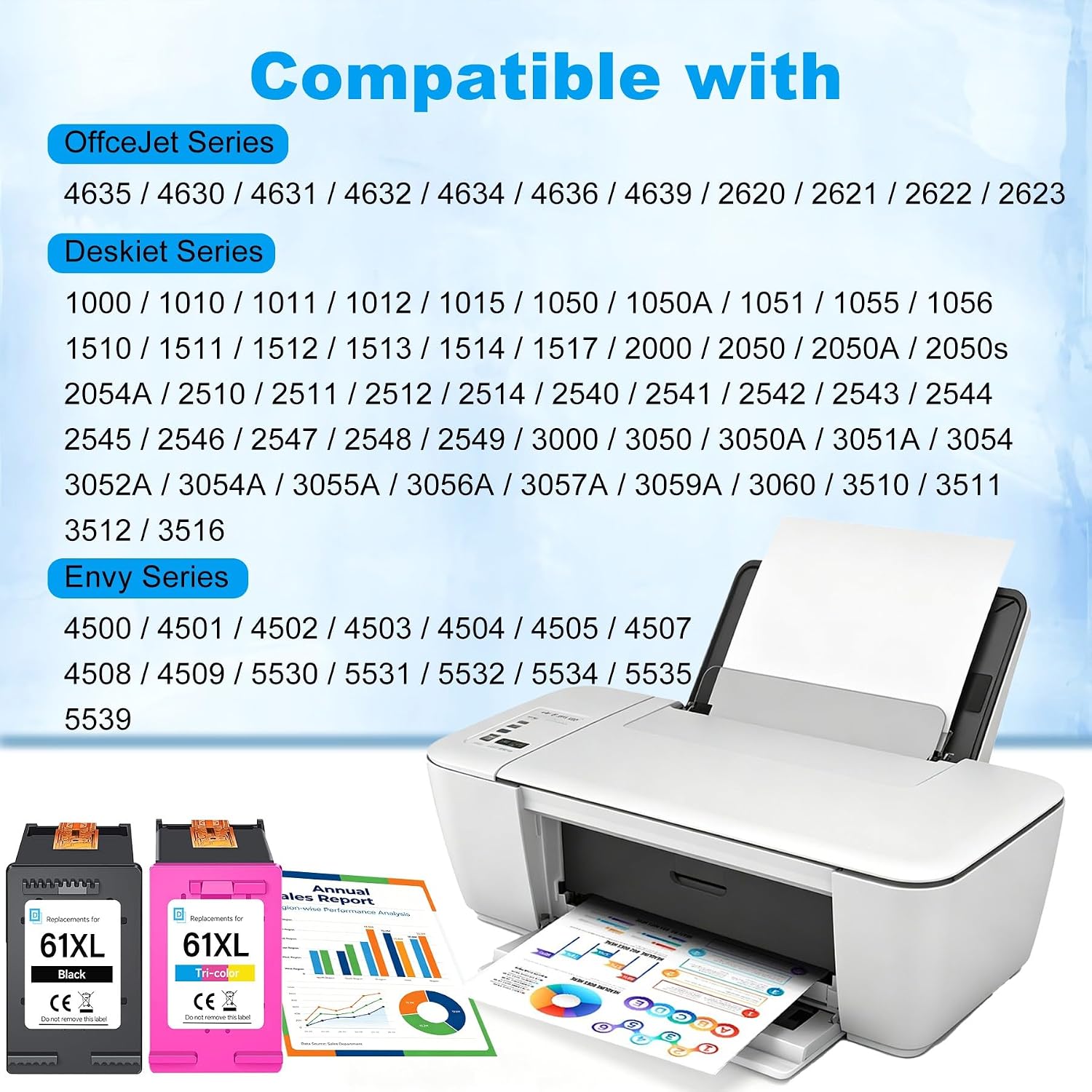 Thumbnail 1 de DCOKBO 61XL Ink Cartridge 2-Pack, Black and Tri-Colour for HP Printers