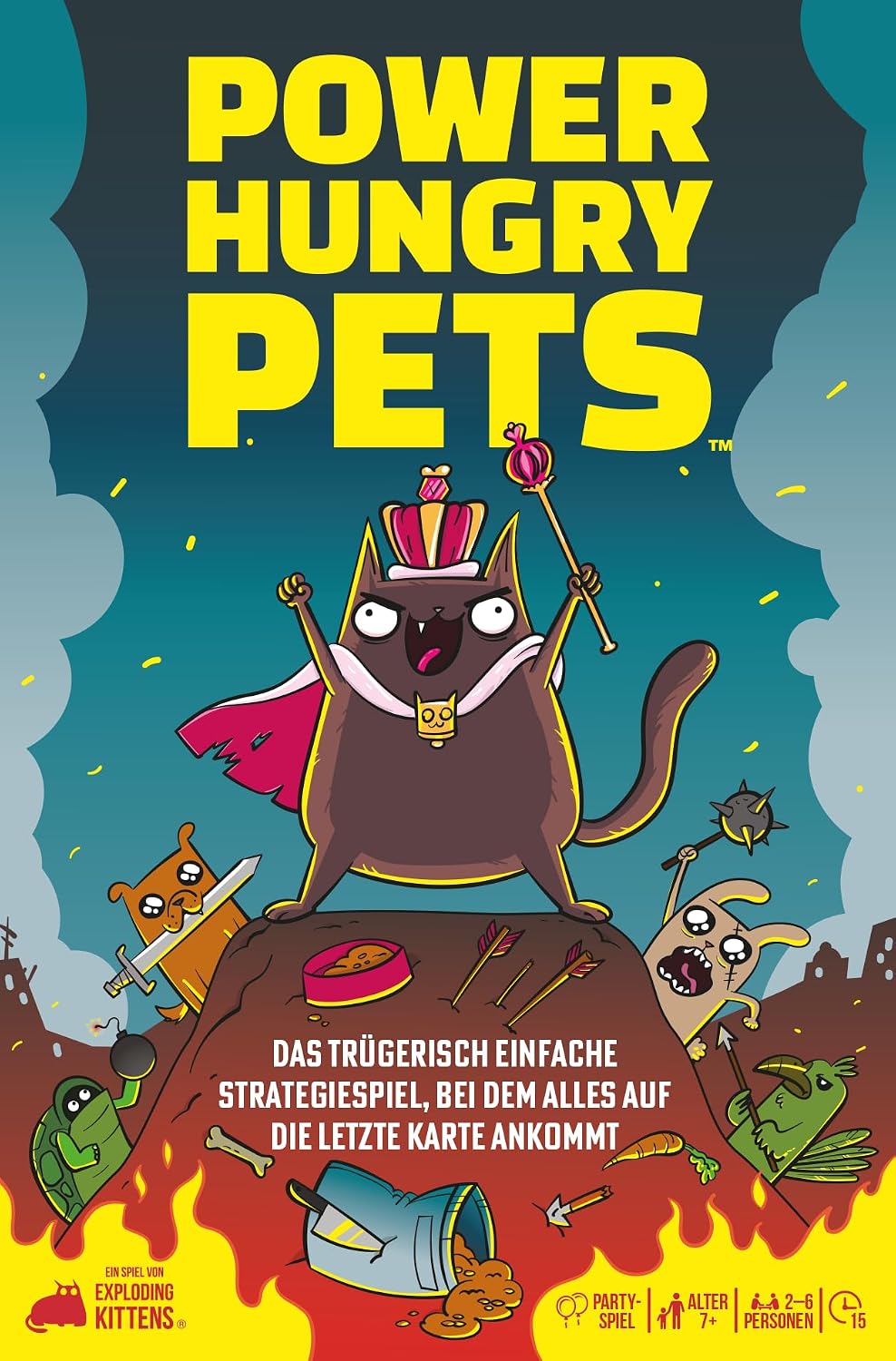 Detalle de Exploding Kittens Power Hungry Pets Card Game, 2–6 Players, 15 Minutes, German
