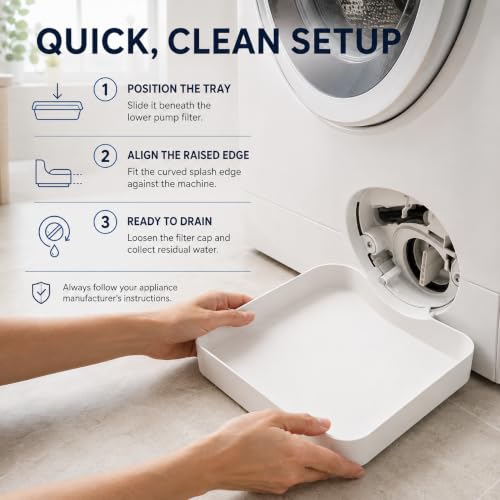 Thumbnail 3 de Washing Machine Filter Drain Tray 3-Piece Set for Front-Load Washers – White