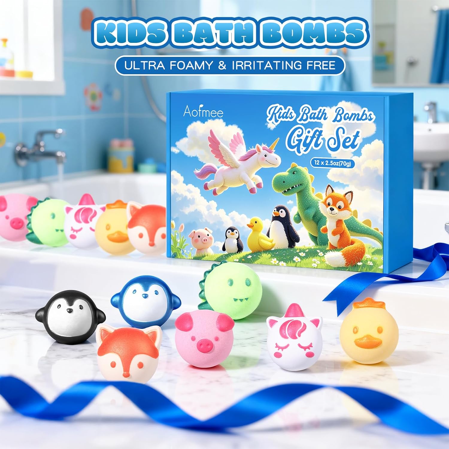 Thumbnail 6 de Aofmee Kids Bath Bombs (12 pcs) with Animal Shapes & Natural Fruit Scents