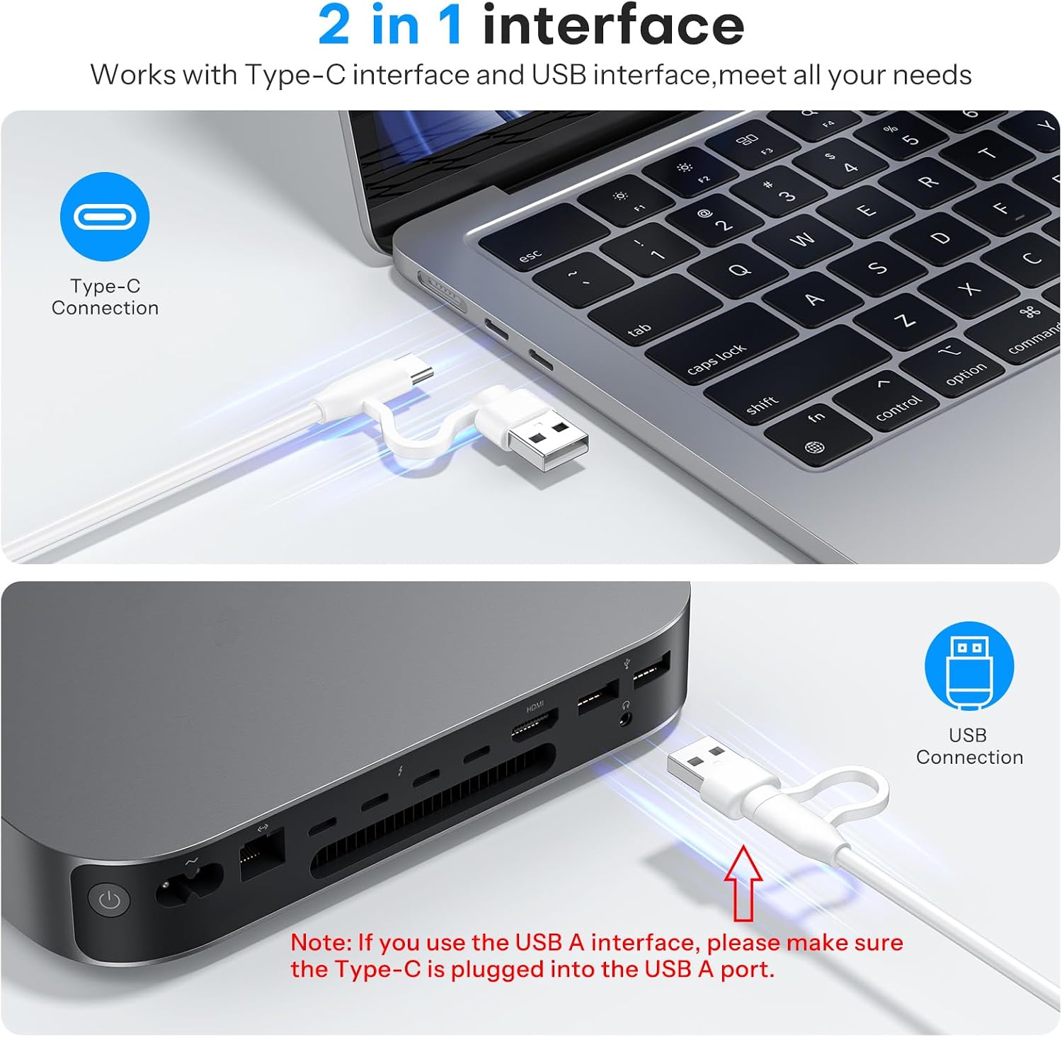 Detalle de OMOTON Wired Keyboard for Mac with Number Keypad (UK Layout) – USB & Type-C Dual Interface, Full-Size, Silver