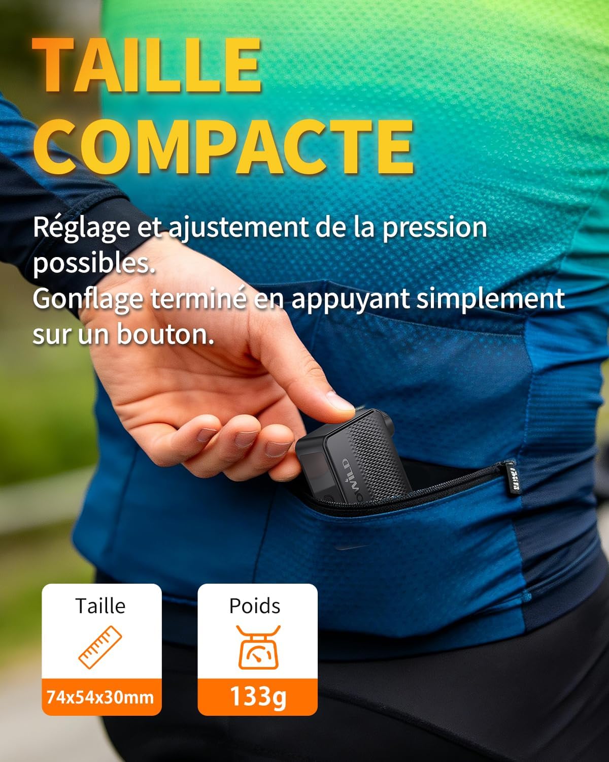 Thumbnail 5 de TOWILD A13 – Mini pompe à vélo électrique portable jusqu’à 130 PSI, compatible Presta & Schrader, recharge USB Type-C