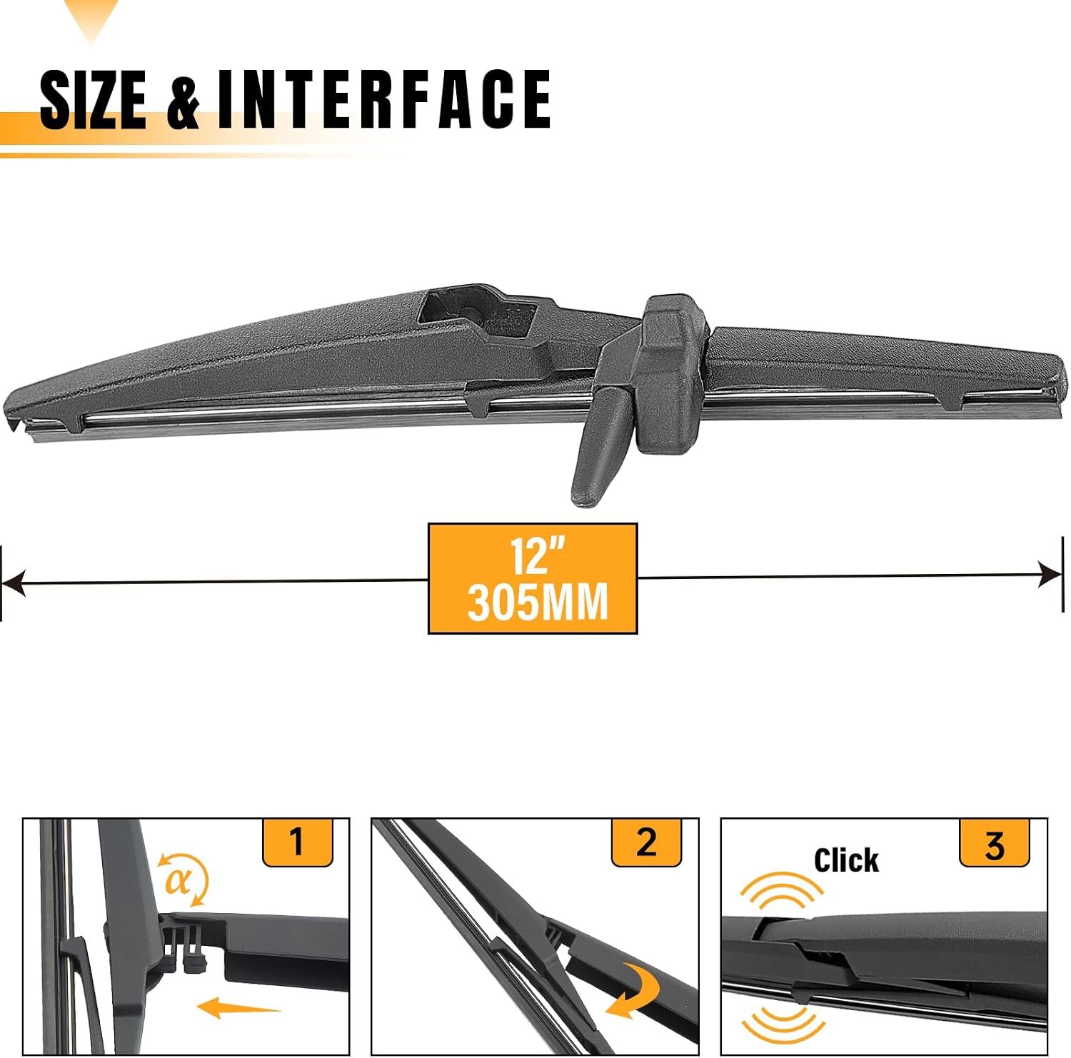 Detalle de AUTOBOO 12 Inch Rear Wiper Blade Replacement for Toyota 4Runner (2010-2024) — OEM-Quality, Easy Install