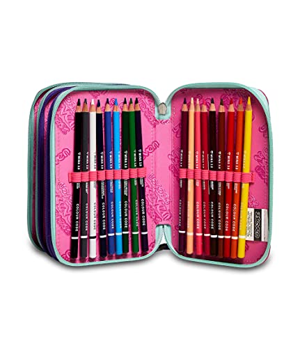 Detalle 2 de Seven Astuccio Scuola Elementare 3 scomparti, Pinkypois Girl – nero/lilla