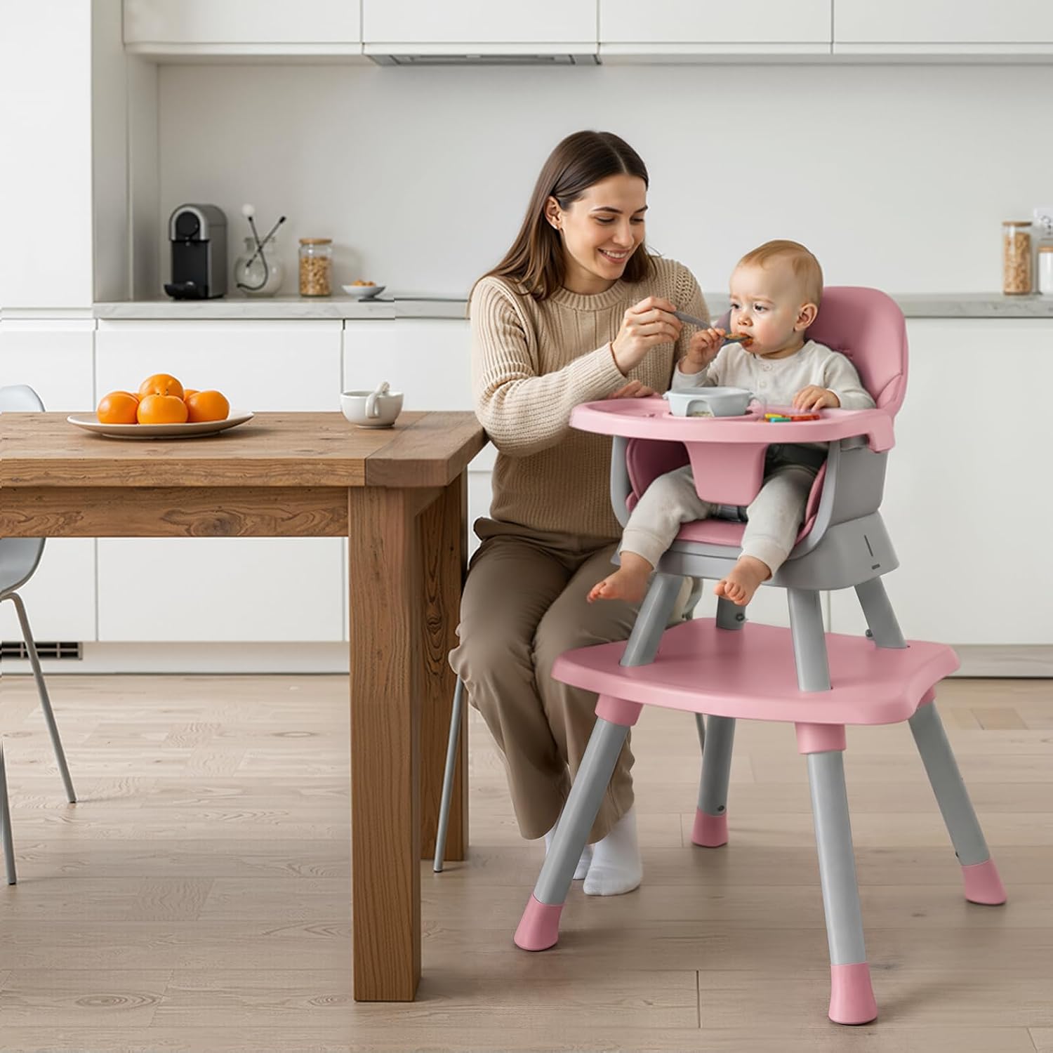 Thumbnail 6 de MiniKins 7-in-1 Convertible High Chair, Pink, Removable Tray