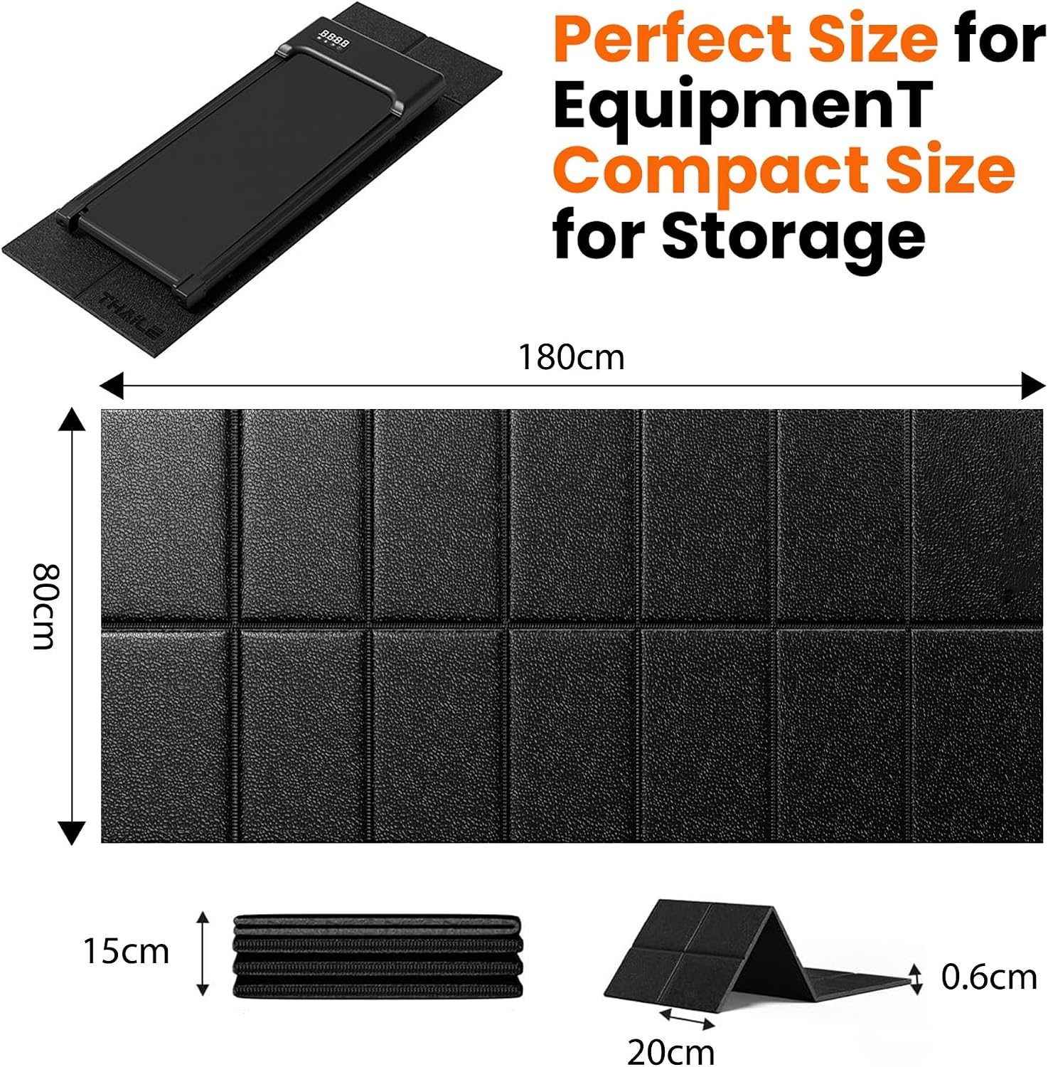 Detalle 2 de THAILE MAT-80-1 Treadmill Mat, Waterproof PVC, Double-Sided Non-Slip