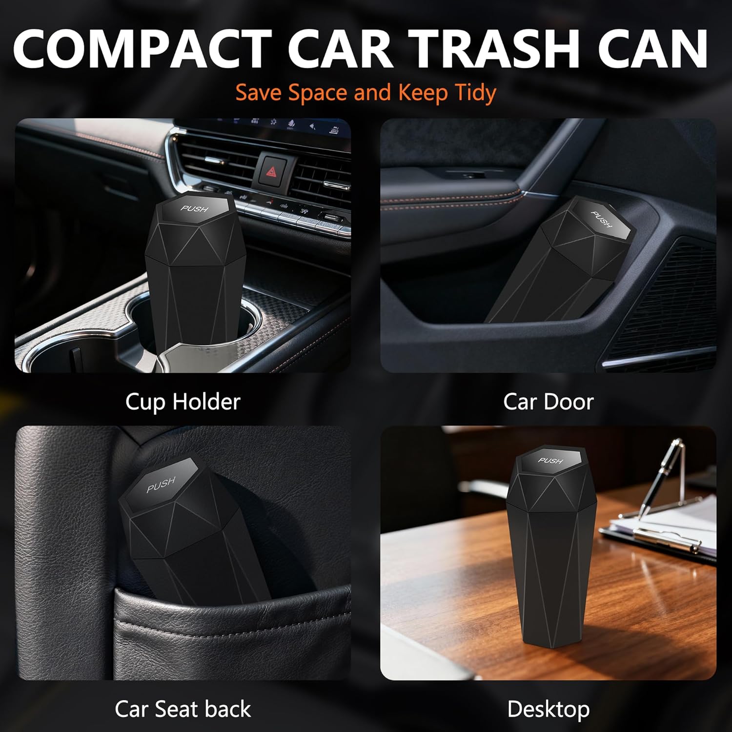 Thumbnail 3 de OUDEW Car Trash Can with Lid - 2-Pack: Leakproof, Compact Organizer with 30 Bags