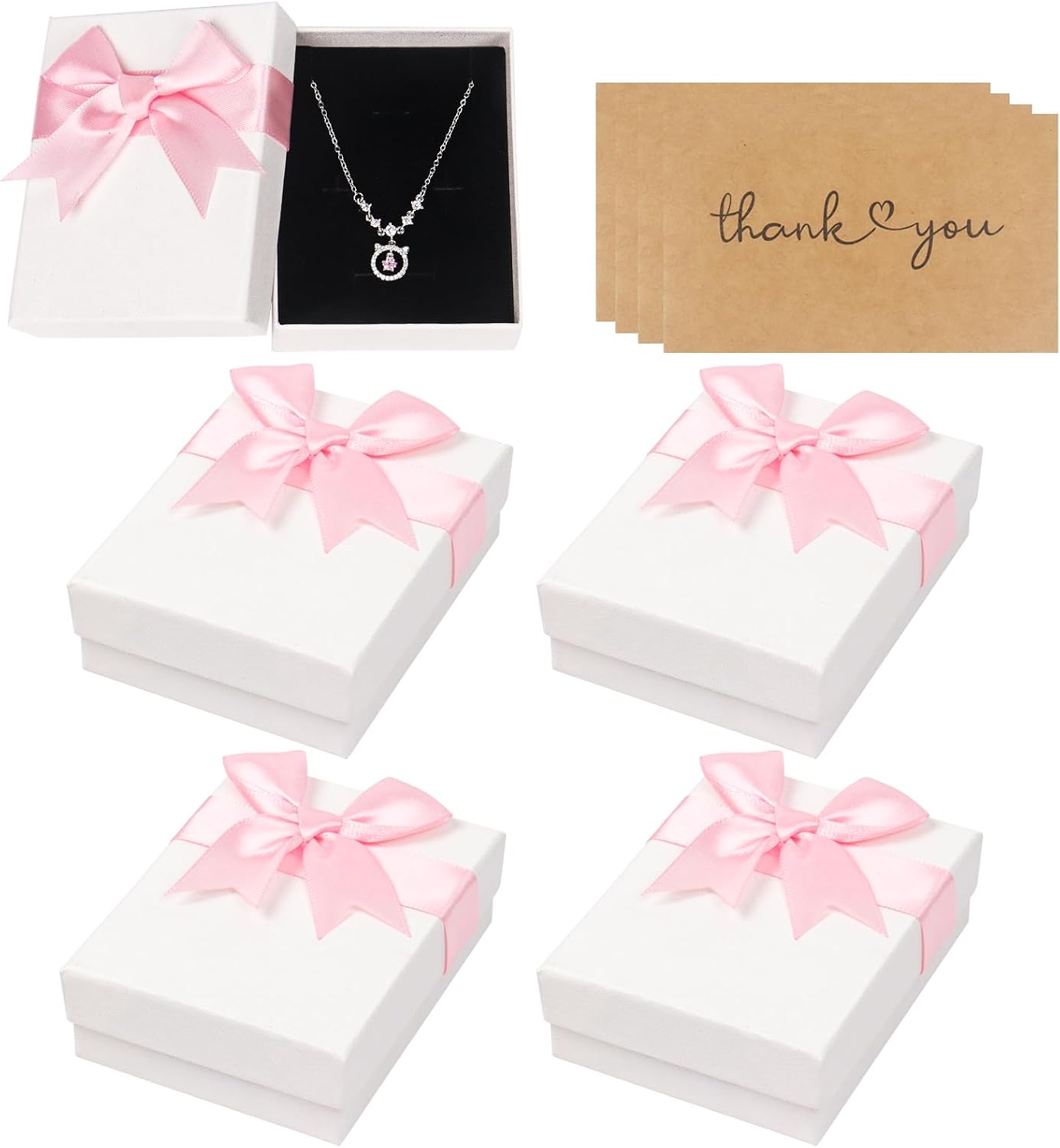 Thumbnail 5 de 4Pcs Jewellery Gift Boxes, 9×7×3cm Gold Gift Set with Cards
