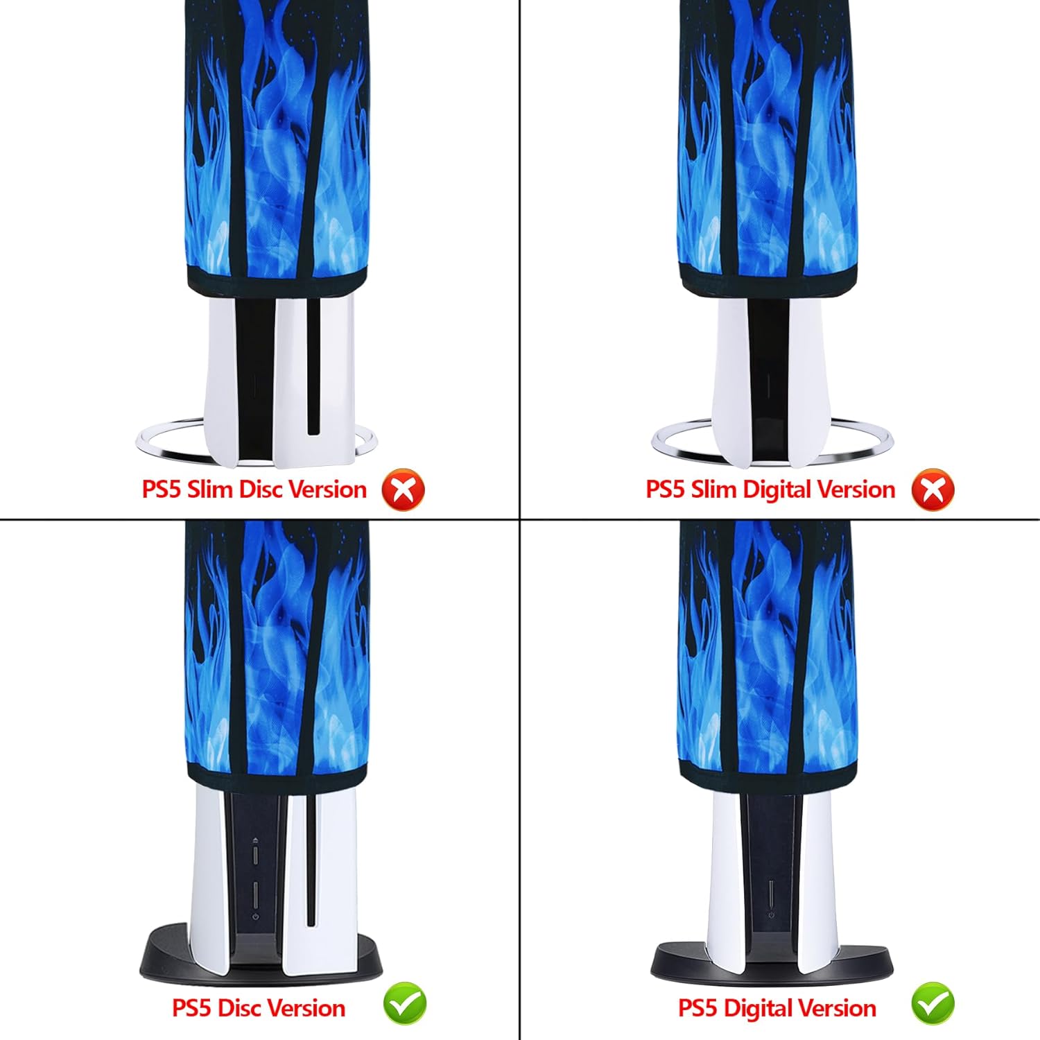 Detalle 2 de playvital Dust Cover for PS5: Waterproof, Anti-Scratch Protection for Digital and Disc Editions (Blue Flame)