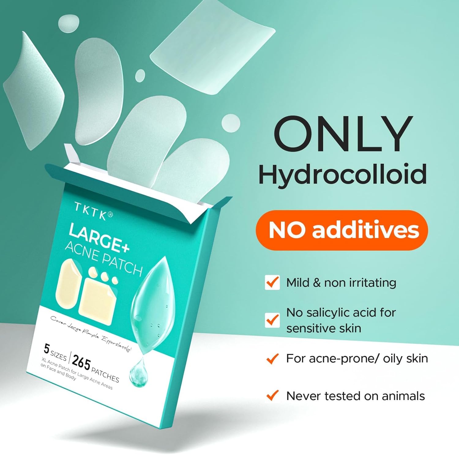 Thumbnail 6 de TKTK Large Pimple Patches (XL Hydrocolloid) 265 Count for Face & Body Zits