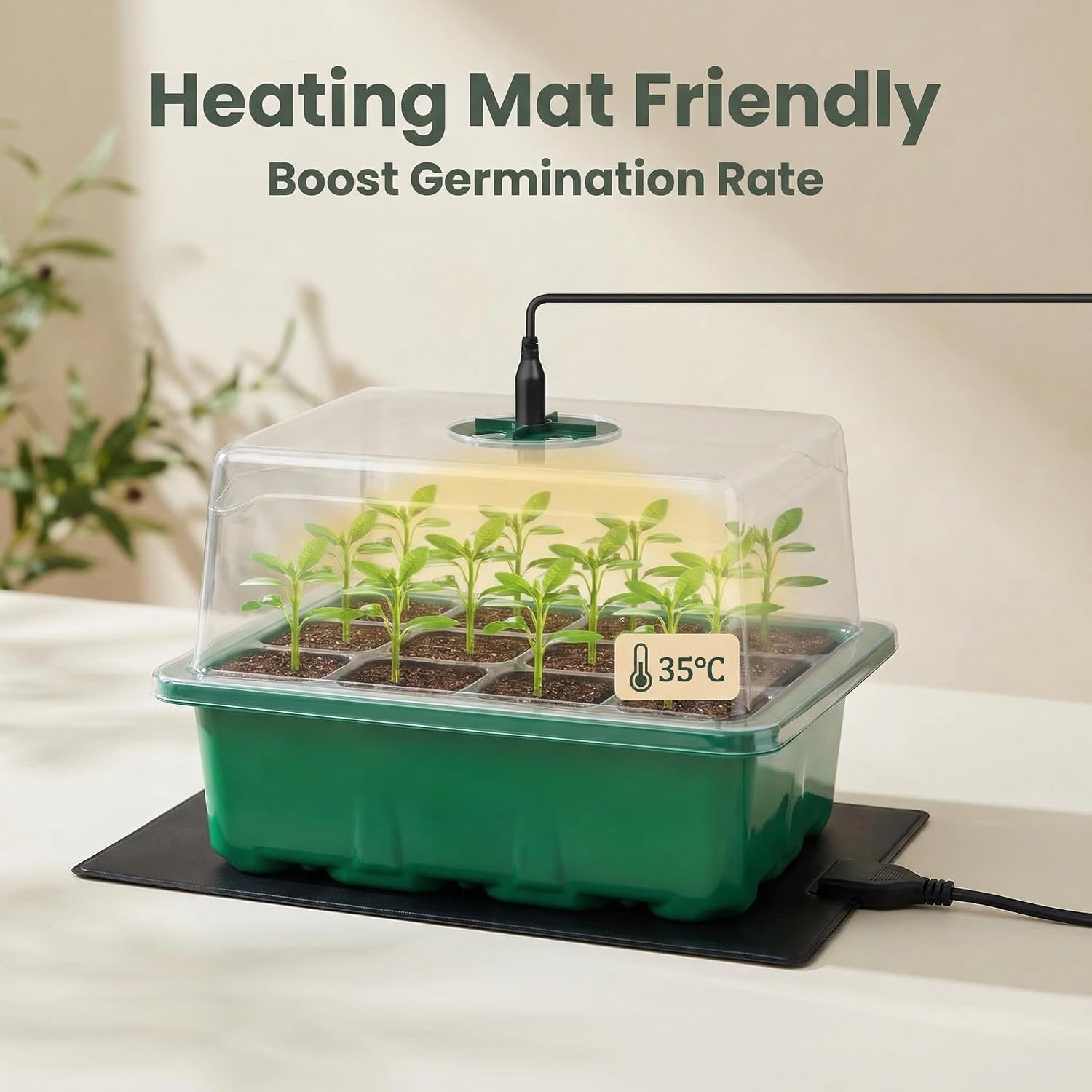 Detalle 2 de VDYXEW seed tray propagator with lights
