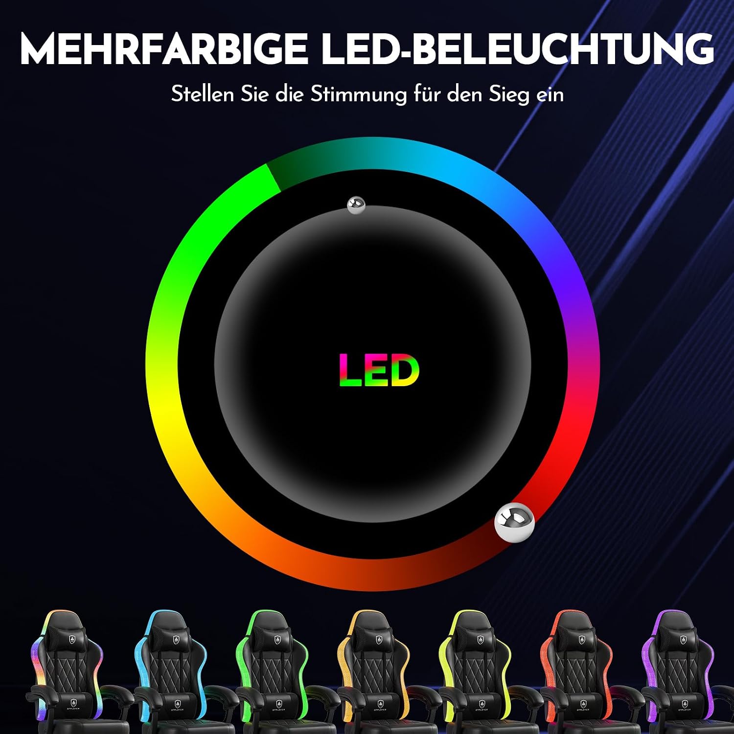 Detalle 2 de Gaming Stuhl GTPLAYER mit LED, bis 150 kg