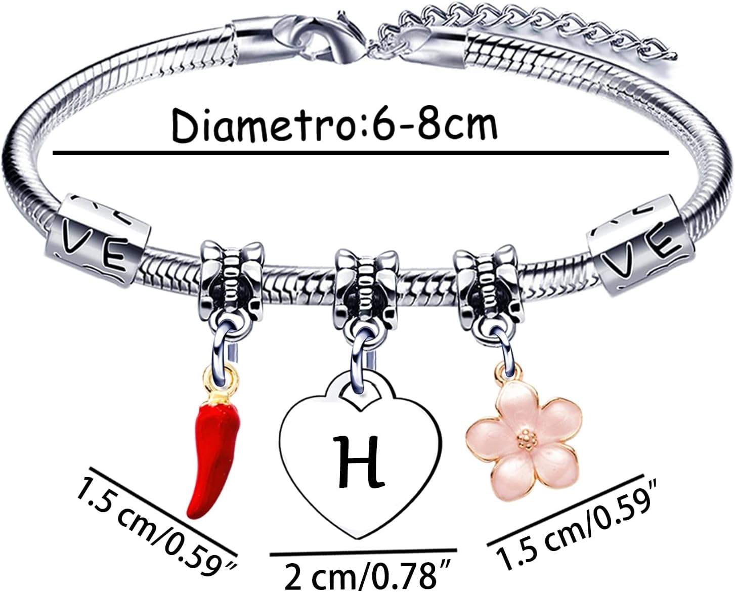 Detalle 2 de GUOYU Bracciale con Lettera Iniziale – Braccialetto Donna con Letterina, Regalo ideale per ogni occasione