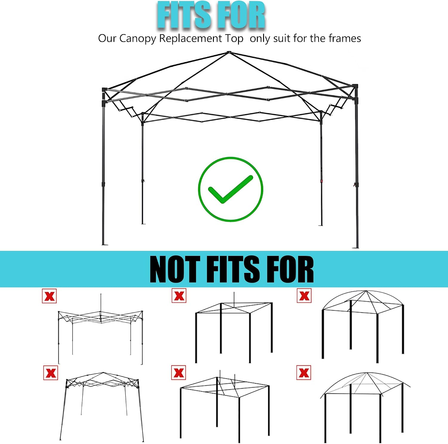 Detalle de NINAT 10x10 ft Replacement Canopy Top, Black Polyester, Waterproof UV Protection