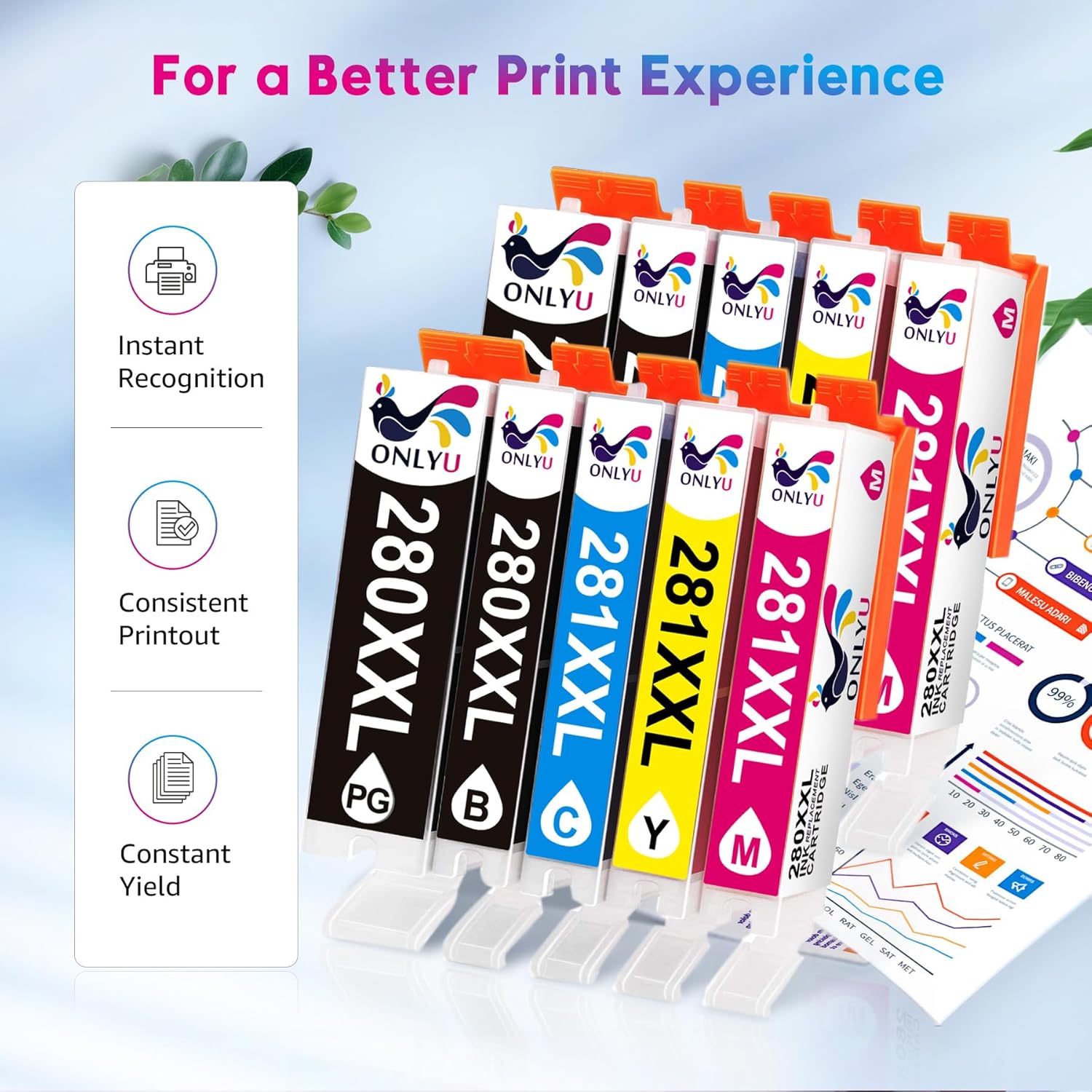 Thumbnail 1 de ONLYU Compatible 10-Pack Ink Cartridges for Canon 🖨️