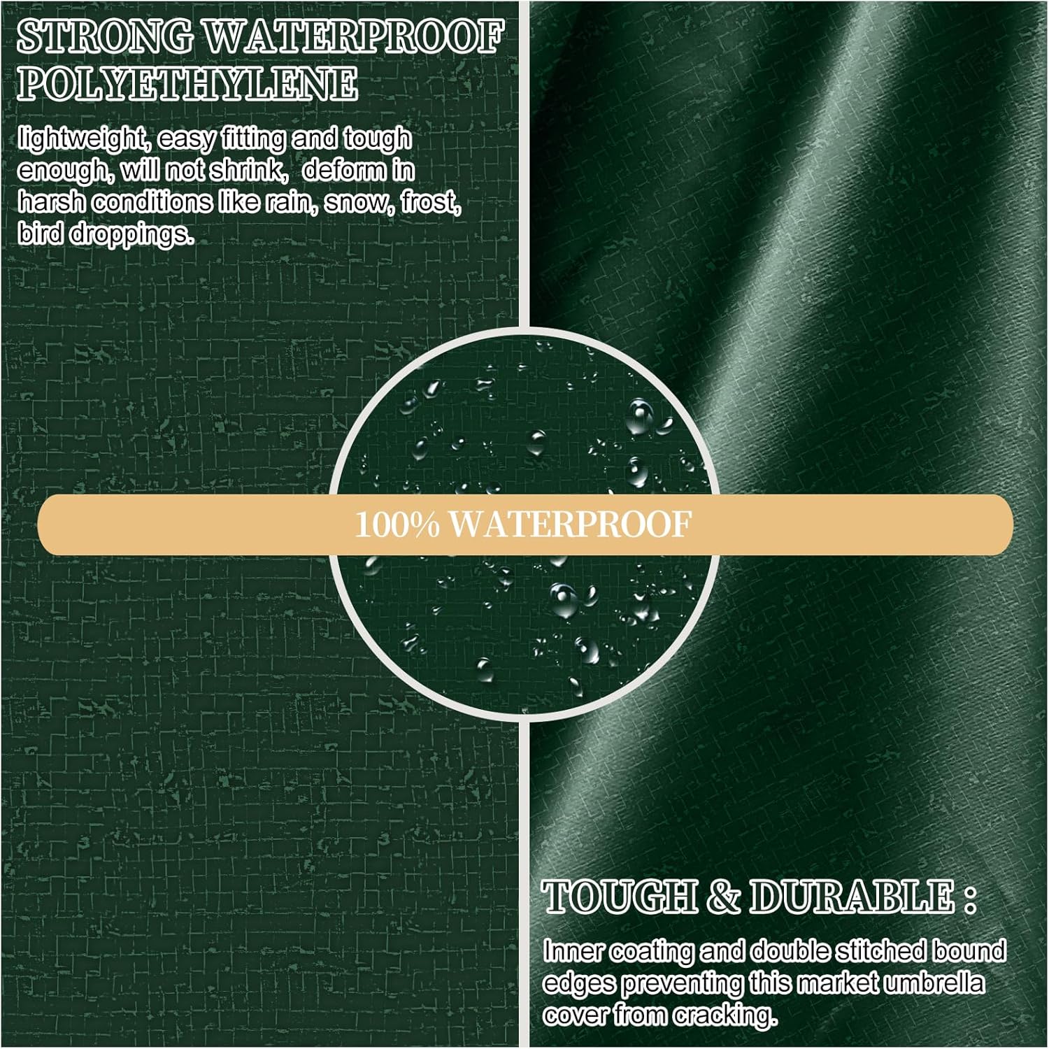 Thumbnail 2 de PATIO PLUS cantilever parasol cover (waterproof polyethylene) with zipper and adjustable drawstring, green